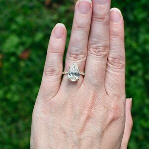 Like New—Low Profile 4.22 ctw Lab Grown Pear Diamond in 14K Yellow Gold with IGI